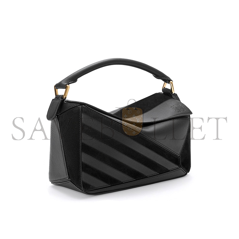 LOEWE SMALL PUZZLE BAG IN CLASSIC CALFSKIN AND SUEDE A510S21XCF (24.5*16.5*10.5cm)